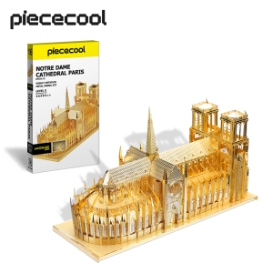 สินค้า Piececool 3D โลหะปริศนาสำหรับผู้ใหญ่ Notre Dame Cathedral Paris ชุดอาคาร DIY โลหะชุดสถาปัตยกรรม Bng Blocks ของขวัญเด็ก