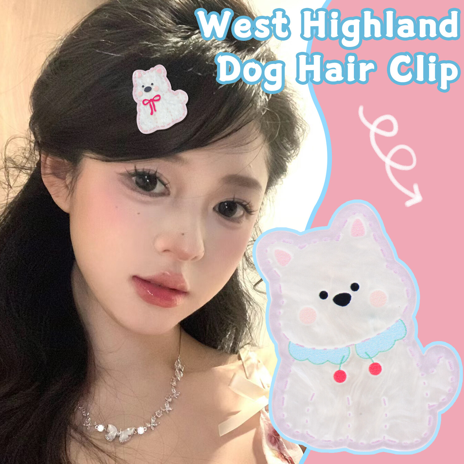 ILOVEDIY Cute Cartoon West Highland Puppy Acrylic Hair Clip Unisex Fashion Hair Accessories