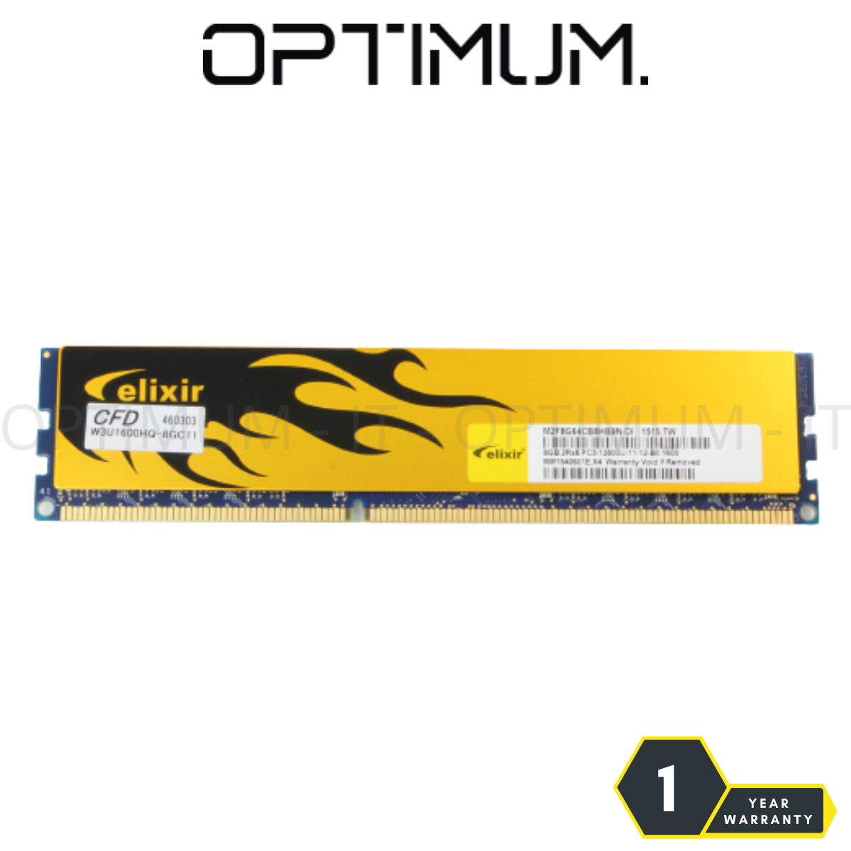 Refurbished] Elixir 8GB DDR3 1600MHz PC3-12800 Desktop RAM (1Y