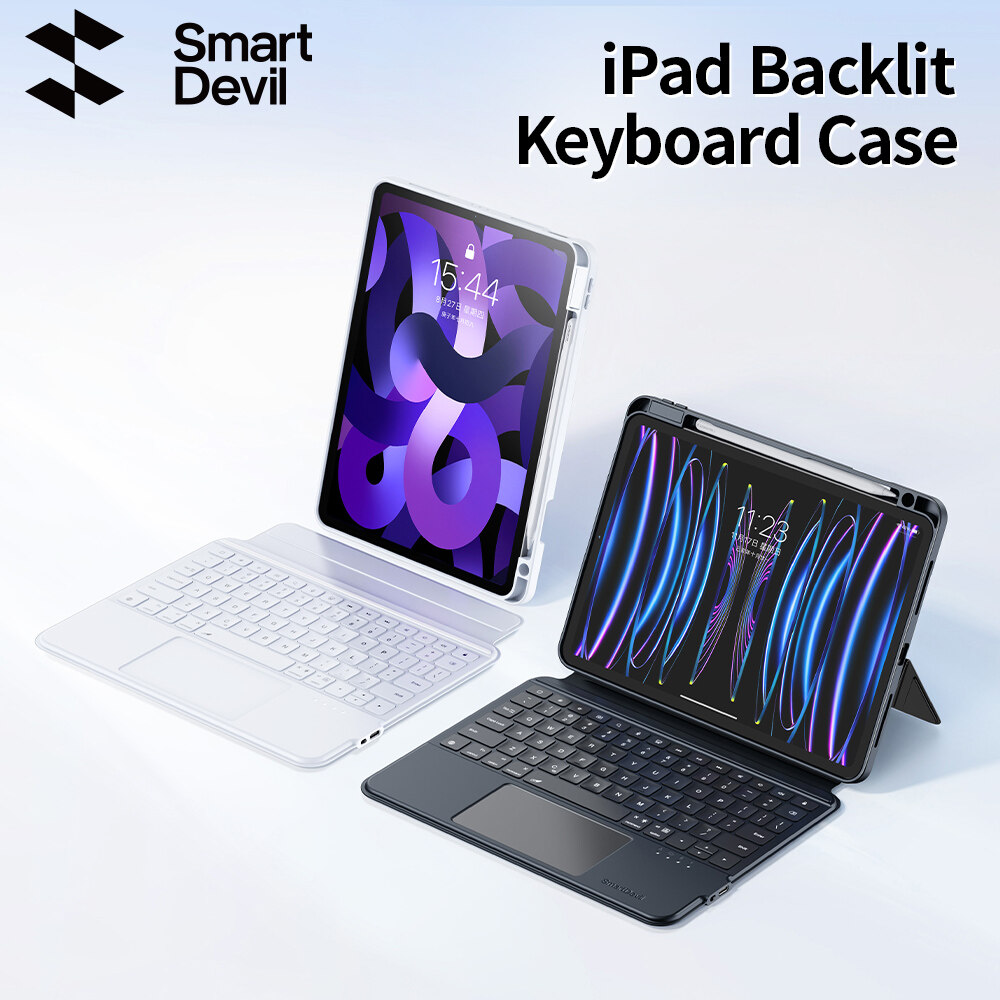SmartDevil Backlit Keyboard Case with Trackpad For iPad Pro 11 inch (1st / 2nd / 3rd Gen) iPad Pro 12.9 inch(3rd / 4th / 5th Gen)iPad Air 5 Air 4 Air 3 iPad Mini 7 mini 6 iPad 10th / 9th / 8th / 7th Gen 10.9 / 10.2 / 10.5 / 8.3 inch Magnetic iPad Case