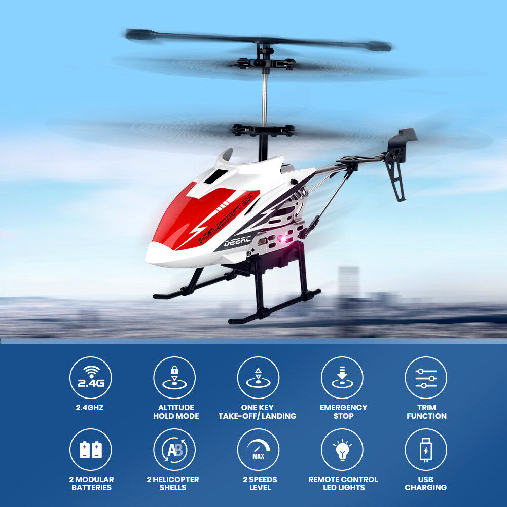 holy stone&deerc de51 mini metal rc remote control helicopter altitude hold rc airplane with gyro for baby boy girl beginner,2.4ghz aircraft indoor flying toy with 3 channel,high&low speed,led light,fairy robots flying toys for kids 2