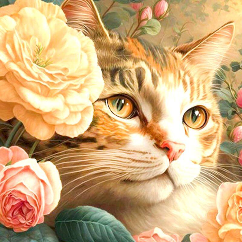 RUOPOTY Cat Painting By Numbers With Frame Animals Picture Modern