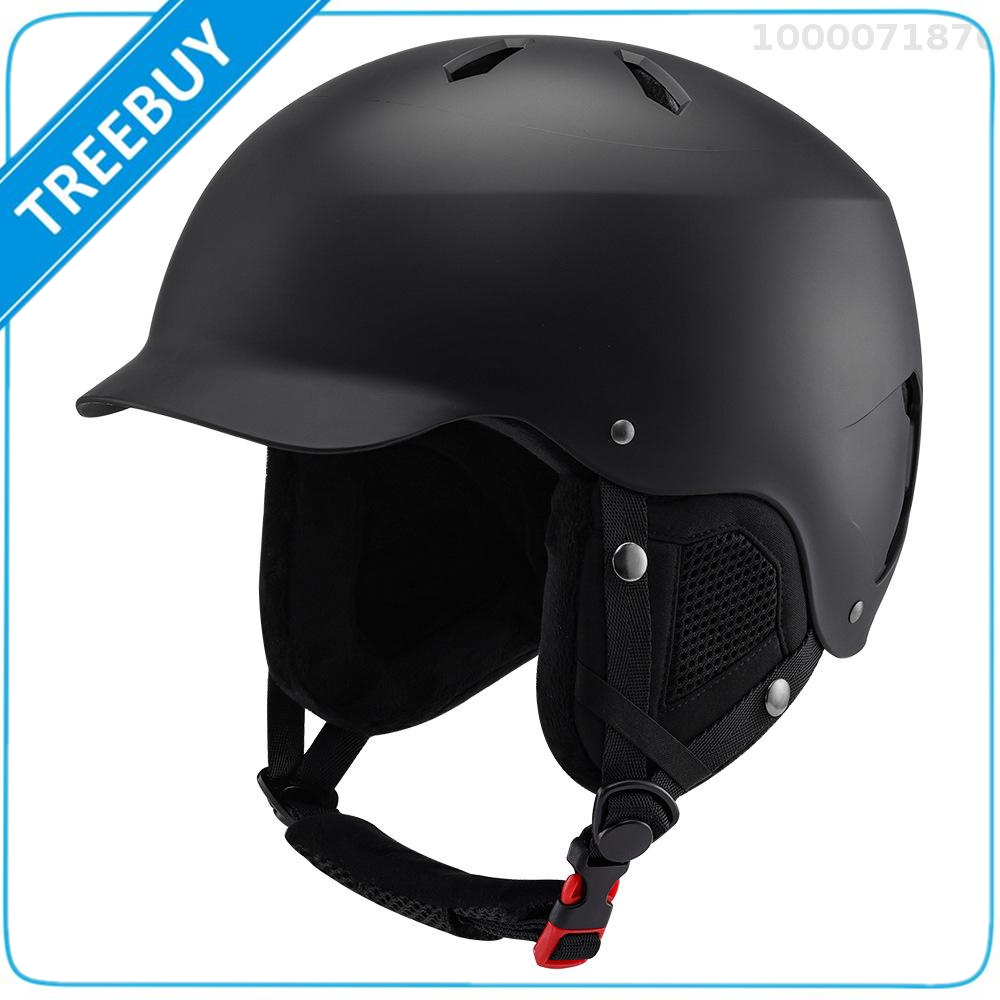 Adult Adjustable Ski Helmet - Warm Snow Helmet for Outdoor Protection - Black L (59-61CM)