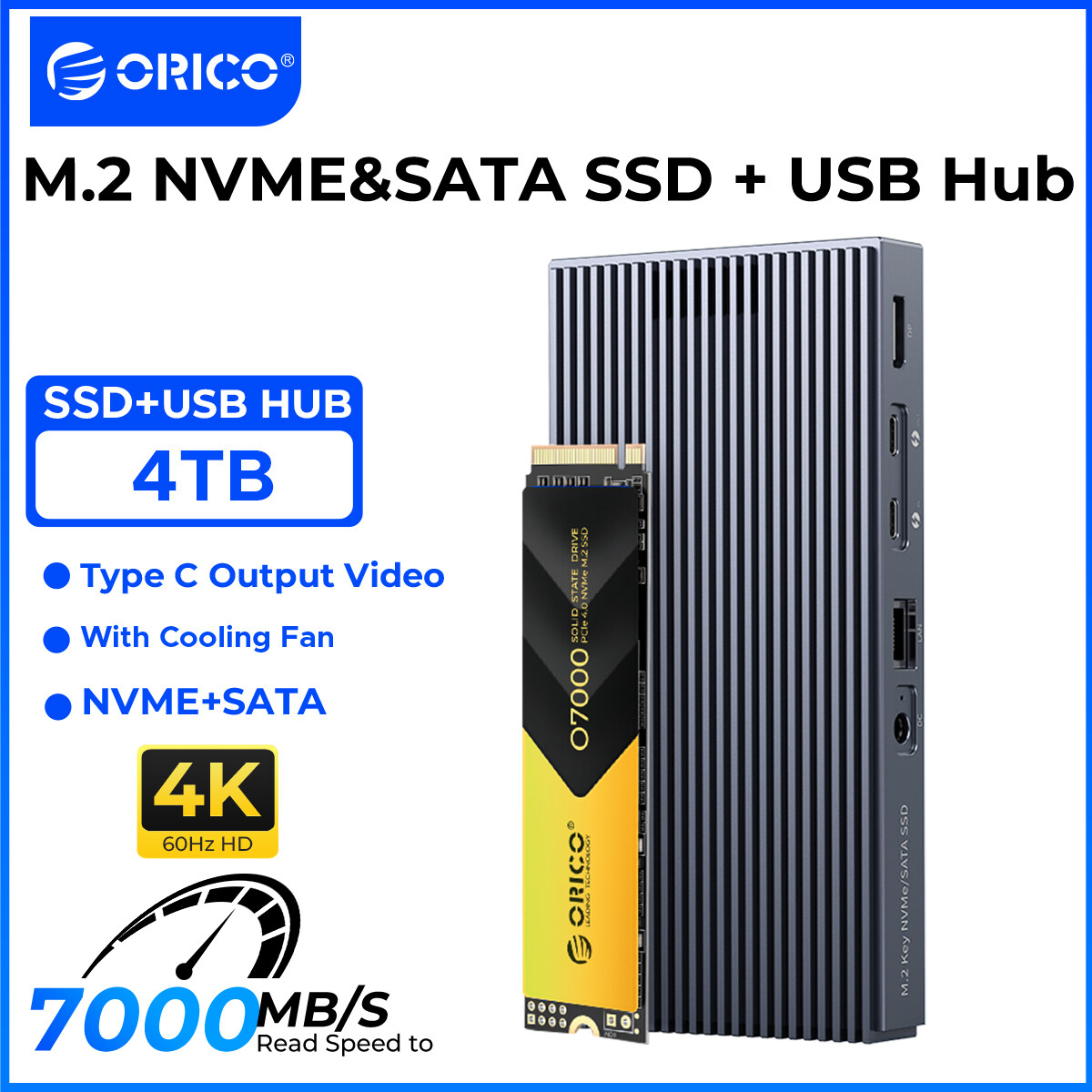 ORICO HUB USB C Loại 3 40Gbps Thunderbolt Với M.2 NVME NGFF SSD Bộ Chuyển Đổi Nguồn 24V Dữ Liệu 10Gb