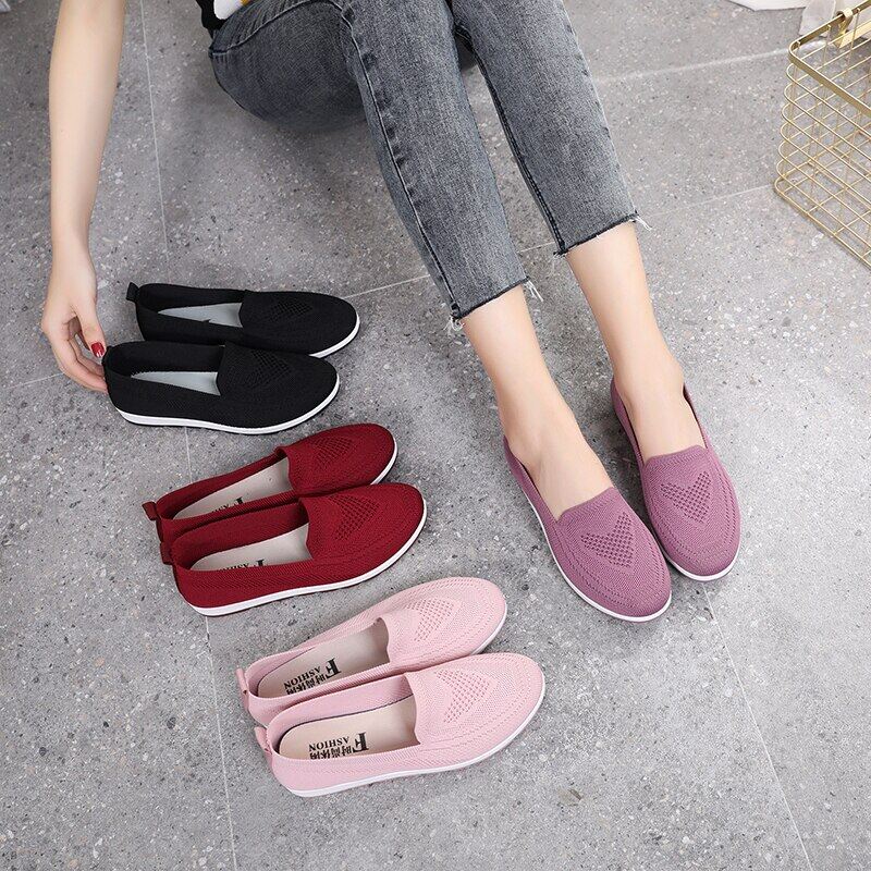 Giày Thể Thao Nữ Mùa Hè Giày Lười Đế Bằng Giày Lười Nữ Thường Ngày Giày Đi Bộ Giày Thể Thao Nữ Đế Mềm Lưới Ngoài Trời