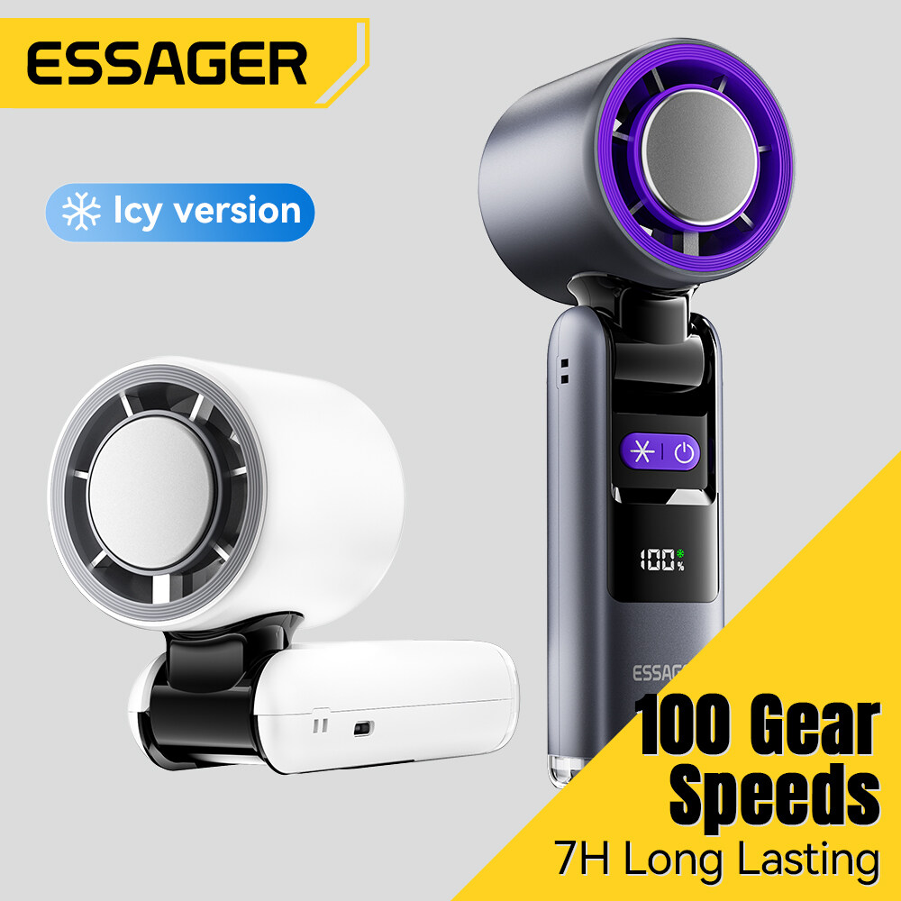 Essager tốc độ cao cầm tay người hâm mộ 4000mAh 100 Tốc độ màn hình hiển thị kỹ thuật số đèn pin loại C phí làm mát gió quạt để bàn có thể gập lại lạnh đứng Fan xách tay bàn mini lạnh cao quạt tốc độ