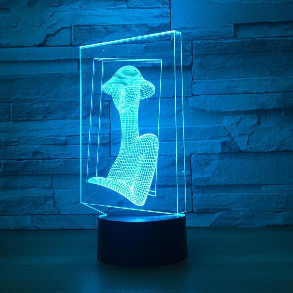 ABS Acrylic Black 3D LED Lamp Night Light Base USB Cable Remote Control Gift