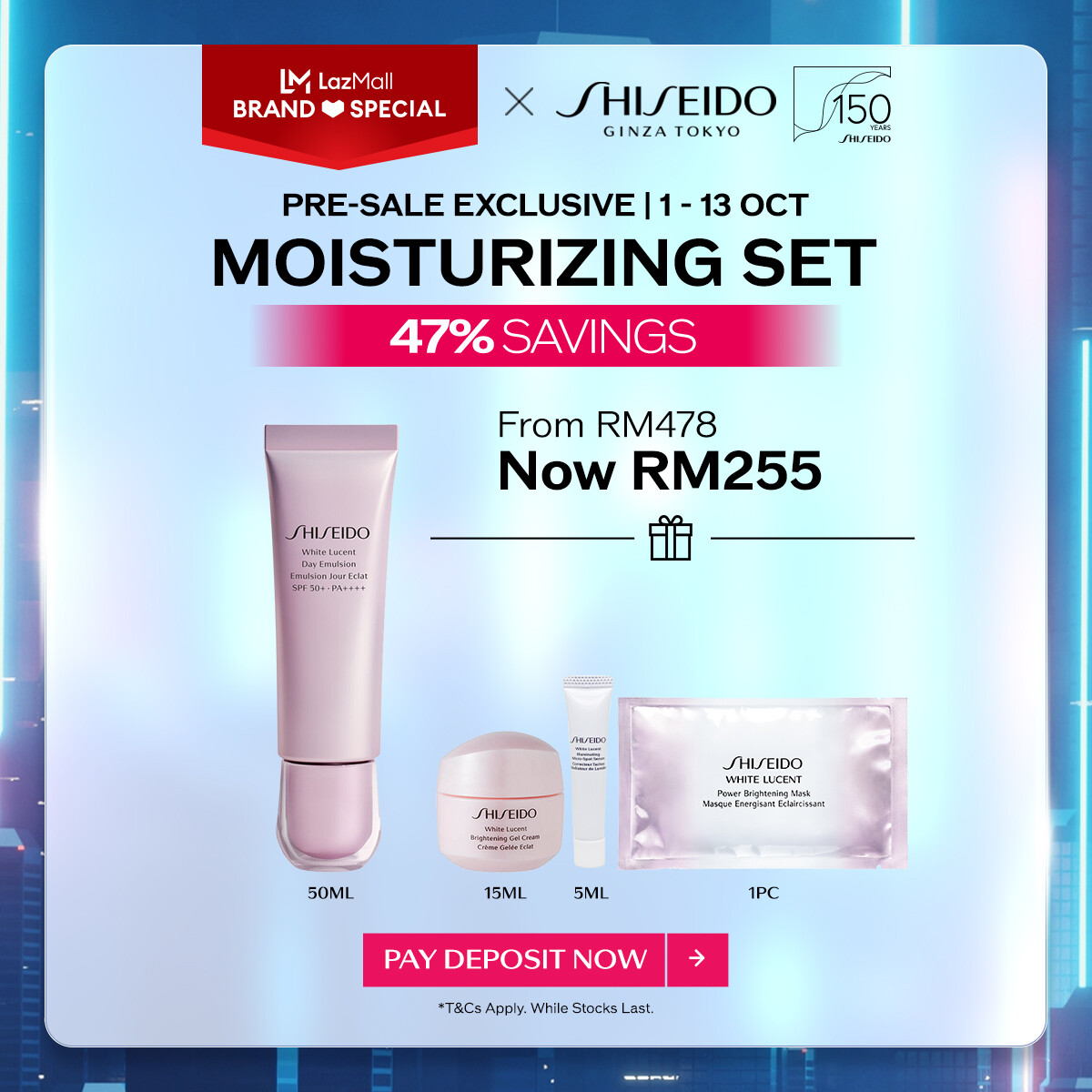 Gambar [150th Anniversary Pre Sale Exclusive | 1   13 Oct] Shiseido White Lucent Day Emulsion Broad Spectrum SPF50+ 50ml Set RM255 (Worth RM478)