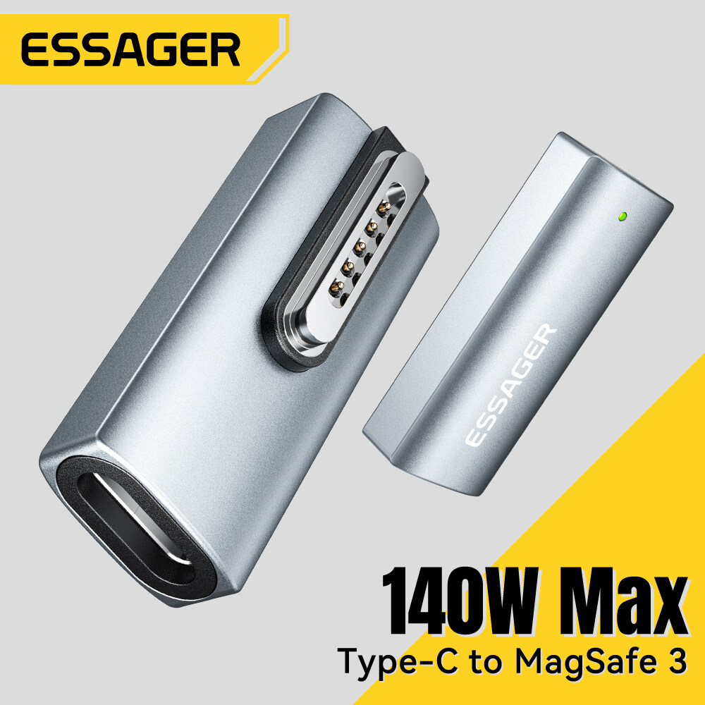 Essager Đầu nối nam châm USB C sạc nhanh Bộ chuyển đổi OTG MagSafe3 140W cho máy tính xách tay MacBo