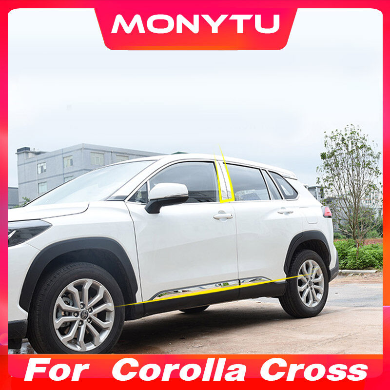 Cho TOYOTA COROLLA chéo 2021 2022 2023 2024 bộ cơ thể Thân thép không gỉ cửa bên TRIM đúc bên ngoài phụ kiện sửa đổi