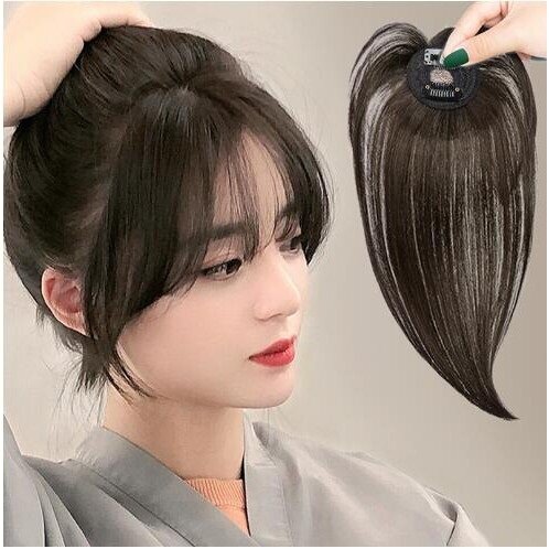 Tóc giả phụ nữ 3d pháp tóc mái ngang không khí miếng tóc miếng đệm giả tóc thật tóc mái giả miếng tóc tự nhiên không dấu vết tóc mái thưa