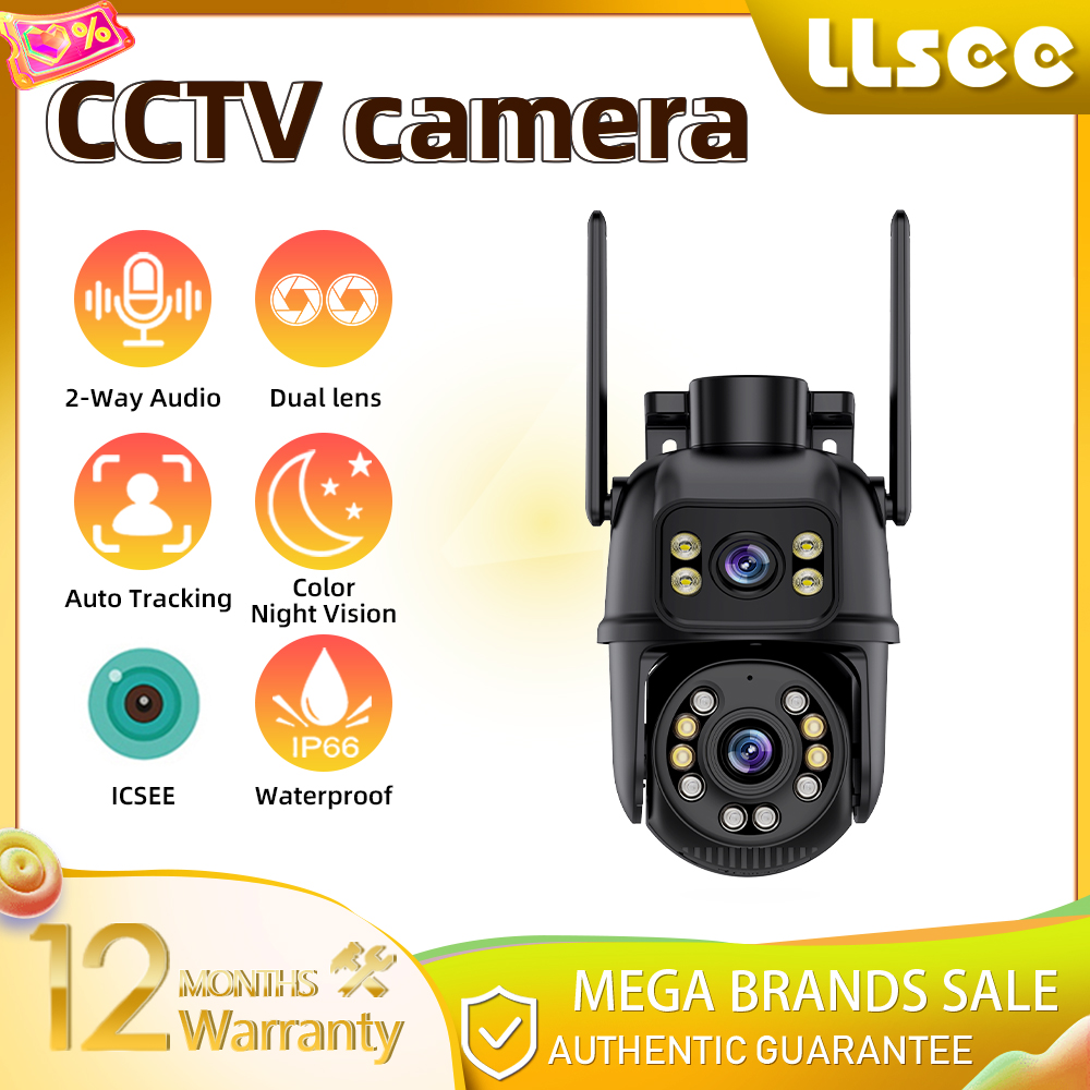 LLSEE ICSEE CCTV Wireless WIFI 8MP 4K Dual lens Camera Digital Zoom Human Detection AI ONVIF Color Night Vision Outdoor CCTV Security Camera PTZ 360 IP Camera ราคา 720 บาท*ส่งฟรี