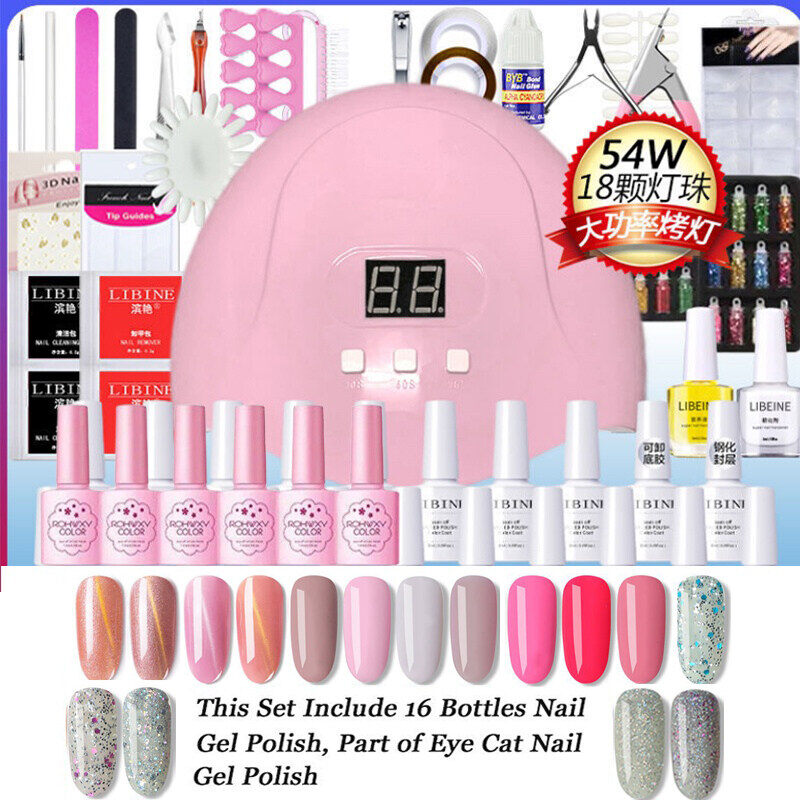 Gambar (Ready Stock)16 color Polish Nail Art Set Tools Kit Cat eye nail polishSet 36W UV LED 12 Lamp Long Lasting Nail Polish DIY Tools Nail polish Gel 100% Healthy Material Nail polish Gel Waterproof Fast Dryer Color Gel Nail Polish DIY Tools for beginners