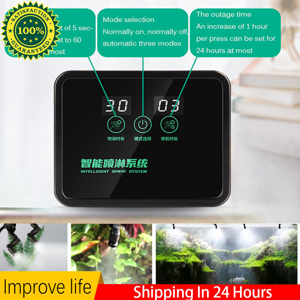 Intelligent tự động sương mù hệ thống phun thiết lập nhà máy tạo độ ẩm hẹn giờ lcd màn hình tưới nước điều khiển hồ cạn phun kit thông minh bò sát fogger terrariums tạo độ ẩm điện tử hẹn giờ