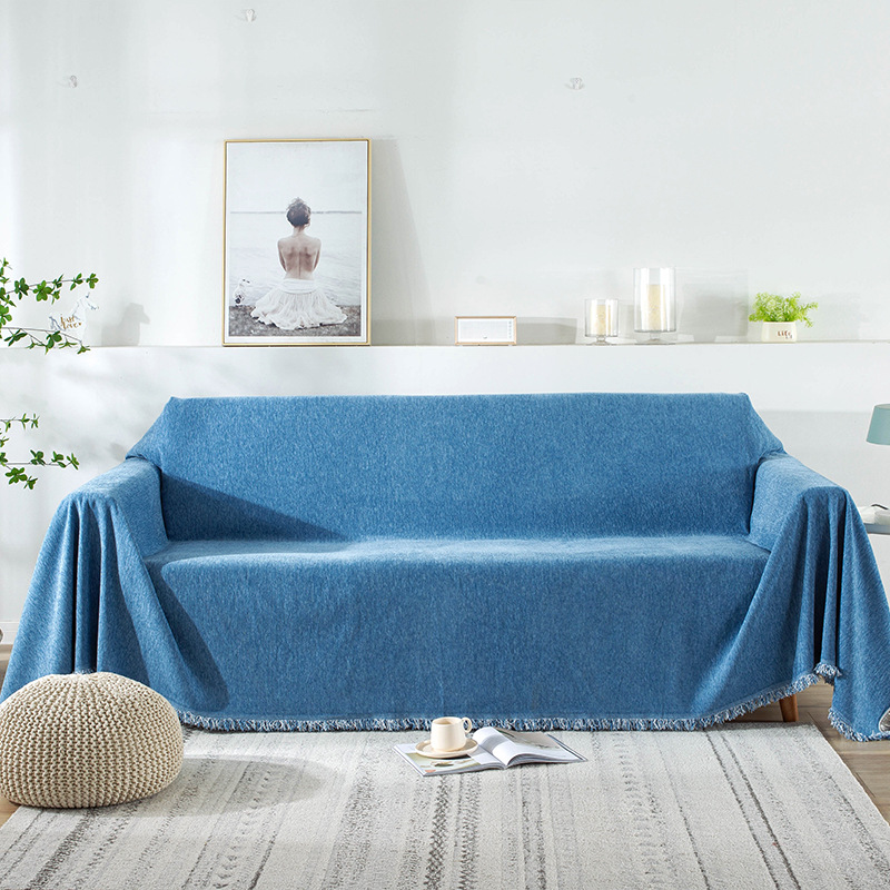 Vỏ Bọc Ghế Sofa Bằng Vải Chenille Màu Trơn Sang Trọng Với Chăn Ném Tua Rua Chăn Đa Năng Vỏ Bọc Trang Trí Ghế Sofa Vỏ Bọc Chống Bụi Trên Ghế Sofa Chăn Máy Bay