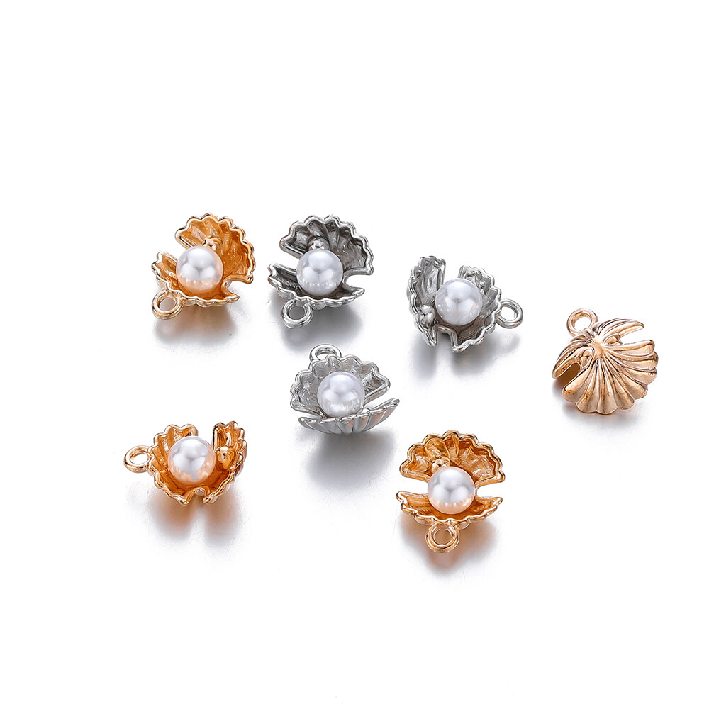 St.kunkka 10 chiếc/Túi Mặt dây chuyền vỏ vỏ ngọc trai mặt dây chuyền hợp kim sơn mài cho trang sức làm Vòng Cổ Vòng tay tự làm