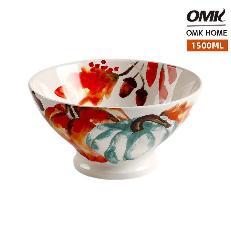 Omk Mỹ phong cách mộc mạc gốm 8 inch xô Bát tô mì 1500ml