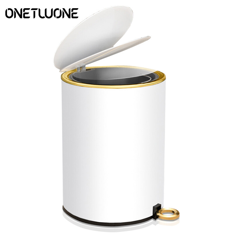 Onetwone 12L stainless steel Trash can Foot Pedal Trash bins bathroom Recycling Bins kitchen Garbage bin with lid （black only) ราคา 766 บาท*ส่งฟรี