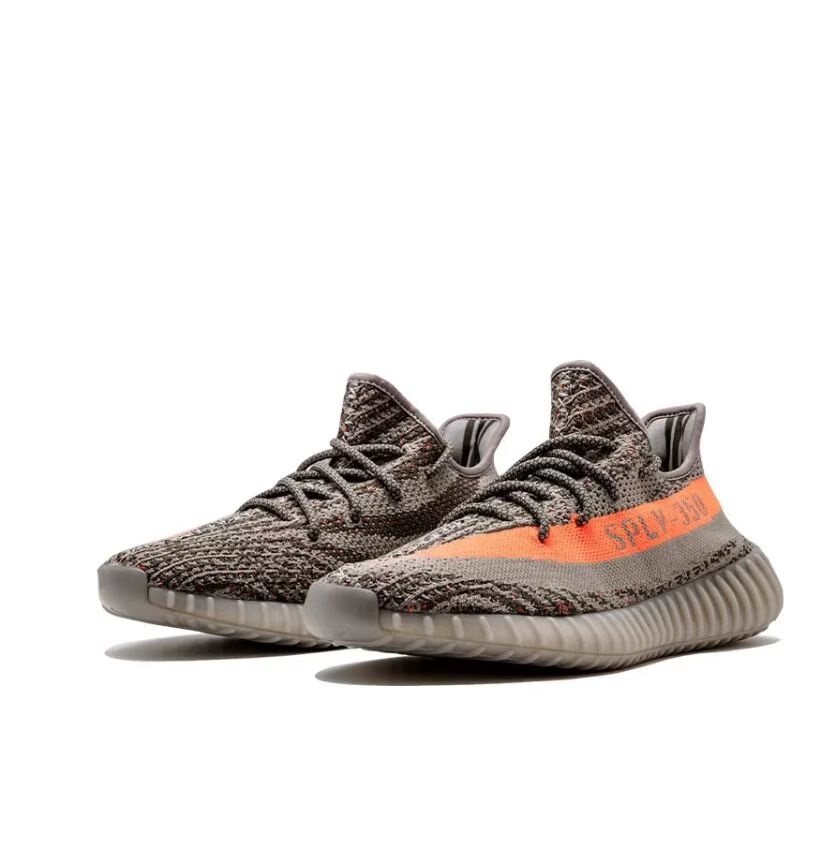 Original Adidas Men's Sports Shoes Yeezy Boost 350 V2 Gray Orange 1.0 "Beluga" Shock Resistant Low Neck Sneakers Non-slip Unisex Sneakers