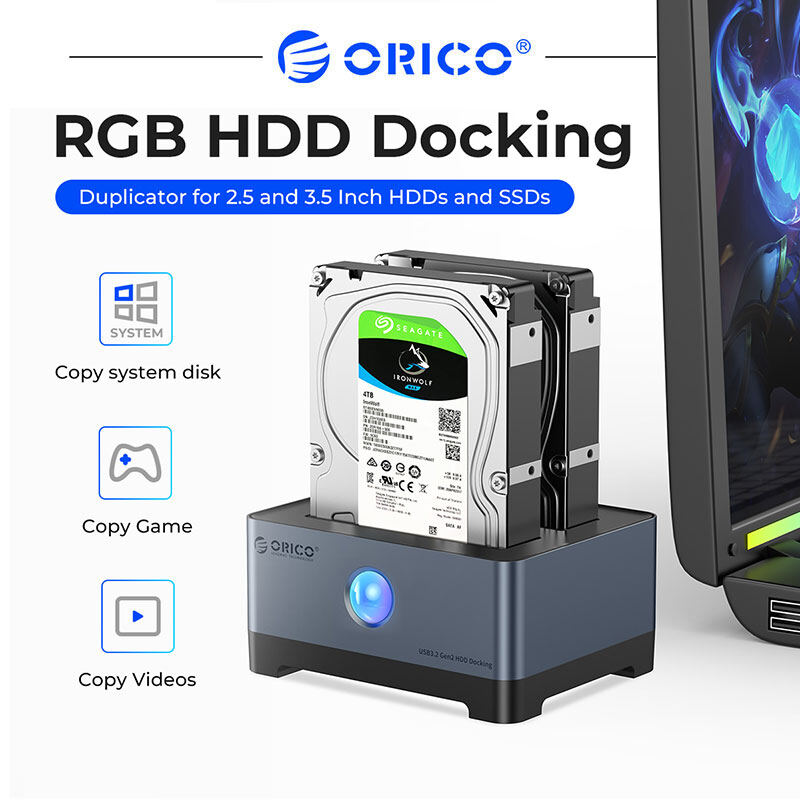 ORICO Ổ Cắm HDD RGB Vỏ HDD Type-C Bằng Nhôm 2.5/3.5 Inch Ổ Đĩa Cứng Tốc Độ Nhanh 10Gbps Thiết Kế Cyberpunk RGB Cho Máy Vi Tính