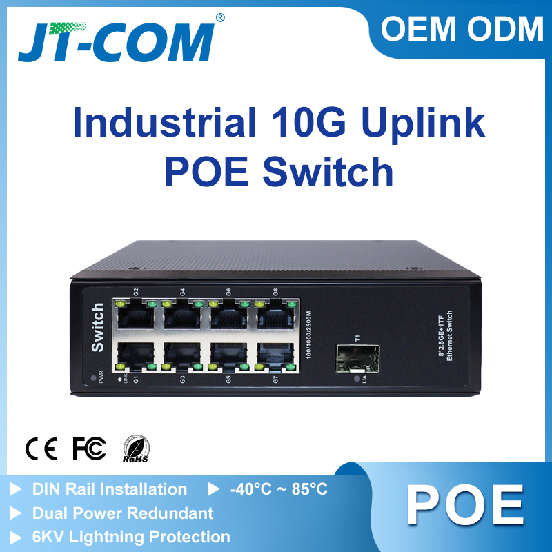 JT-COM 8-Ports 2.5Gb POE Switch 2.5GBASE-T Industrial Network Switch 10 Gigabit Uplink Plug and Play Ethernet Switch for CCTV， IP Camera ราคา 9,800 บาท*ส่งฟรี
