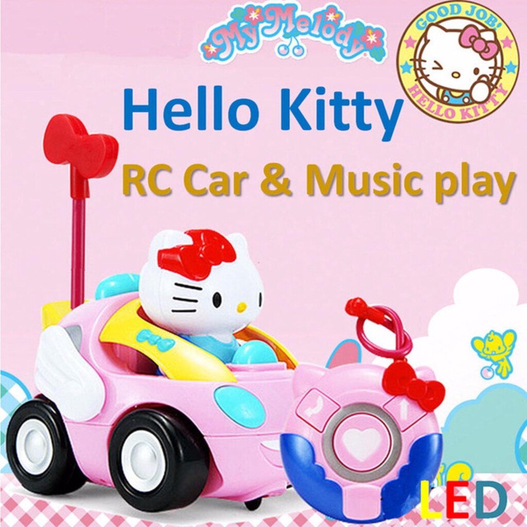 Xe ô tô điều khiển từ xa hello kitty hoạt hình cho trẻ em đồ chơi điều khiển vô tuyến xe ô tô phát nhạc tốc độ cao chiếu sáng từ xa di động cho bé gái và bé trai đồ chơi cho bé trai