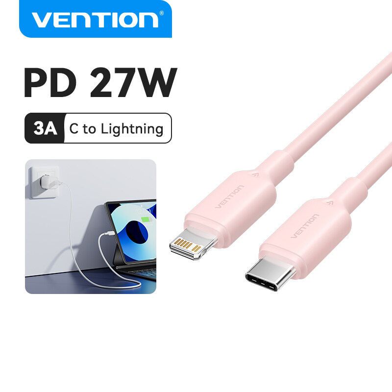 Vention Cáp Lightning Type C to Lightning 3A - Dây Sạc Nhanh iPhone 16/15/14/13/12/11/X/8 Truyền Dữ
