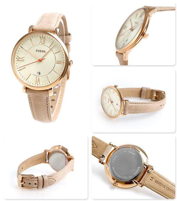 Fossil jacqueline sand leather watch best sale