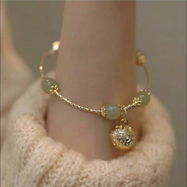 Chinese Lucky Beads Charm Bracelet Gold Wire Bell Pendant Bracelet Friendship Bracelet Friends Couple jewelry