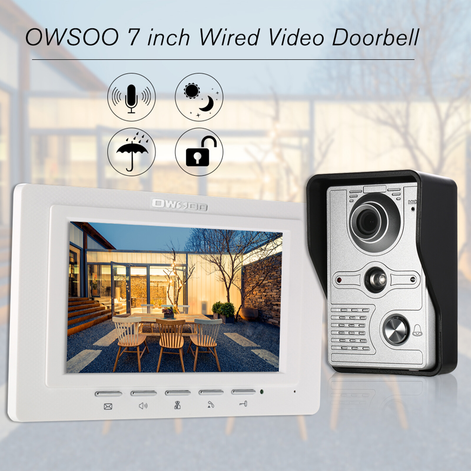 IN STOCK】OWSOO inch Wired Video Doorbell Indoor Monitor with IR