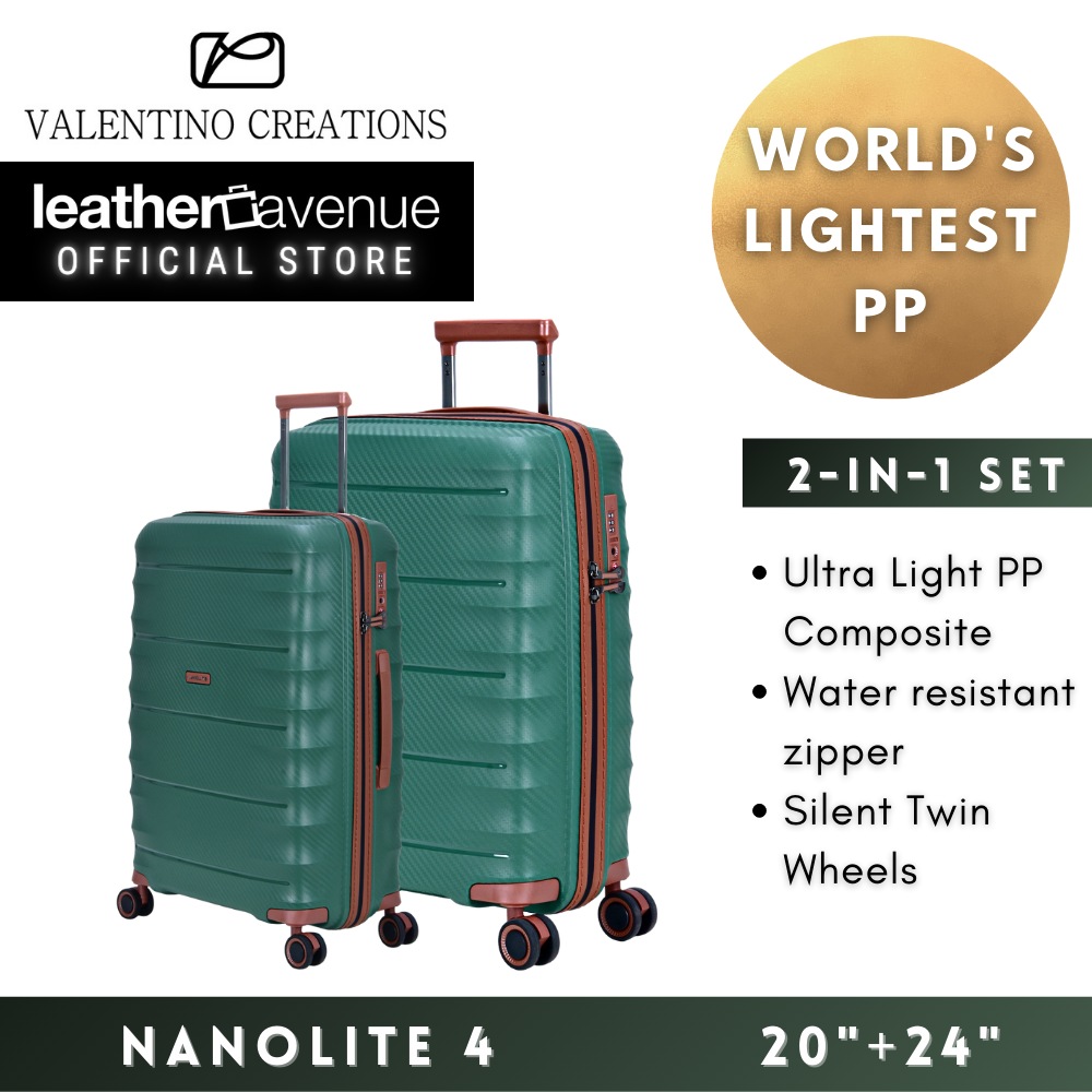 Valentino Creations 4 3-IN-1 SET (20"+24"+28") UNBREAKABLE World's Lightest PP Luggage Travel Suitcase Hard Case Cabin Size Carry On Suitcase Travel Bags Dent-Resistant TSA Lock Water Resistant Scratch-Proof