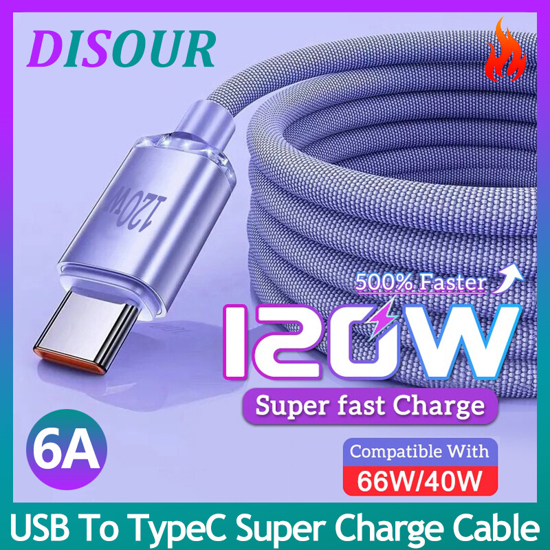 Ditour 120w usb để loại c nhanh chóng cáp sạc 6a siêu sạc tương thích với 100w/66w/40w usb-c dữ liệu cáp sạc kim loại cho infinix huawei android sạc dòng 1.2m