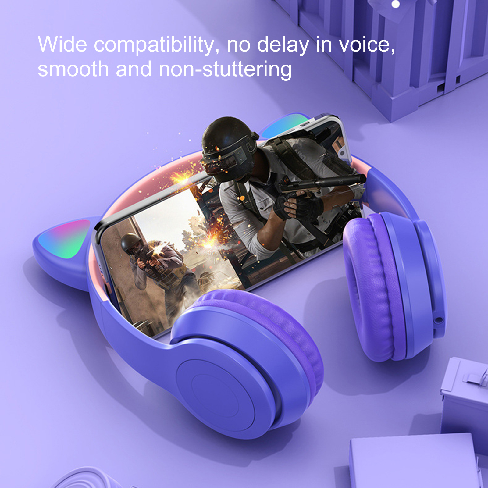Wireless Bluetooth Headphones With Luminous Shape For Travel_voghion.com