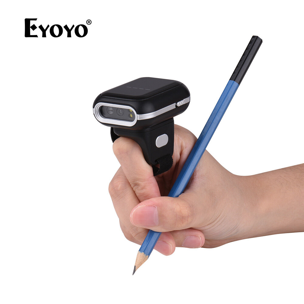 Eyoyo Mini 1D 2D QR Bar Code Scanner 1D 2D Ring Barcode Scanner Portable BT Wireless USB Wired Barcode Reader Wearable 270° Rotation ราคา 1,869 บาท*ส่งฟรี