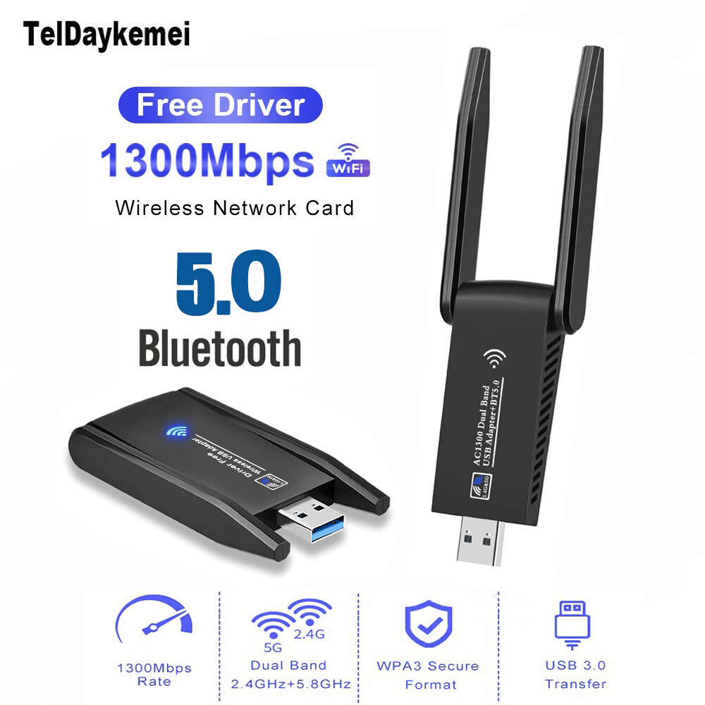 WiFi Bluetooth Wireless Network Card USB 3.0 1300M 802.11ac Adapter AC1300
