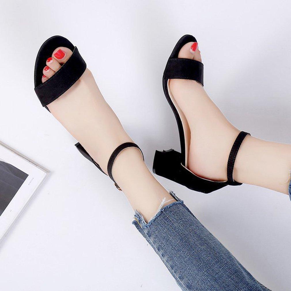 Vintage Open Toe Ankle Strap Fashion Summer High Heel Women Casual Sandals