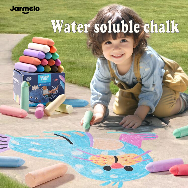 Jar Melo Washable Chalk Children Colored Chalk 20 Pcs Non-toxic & Dust-free Jumbo Chalk for Kids Outdoor Blackboard Painting Drawing Art Play Gift