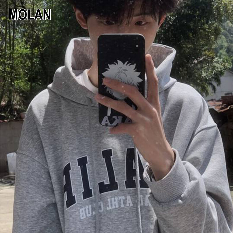 MOLAN Áo hoodie namlông cừu và áo nỉ dàyÁo nỉ in Monogram cho nam và nữ