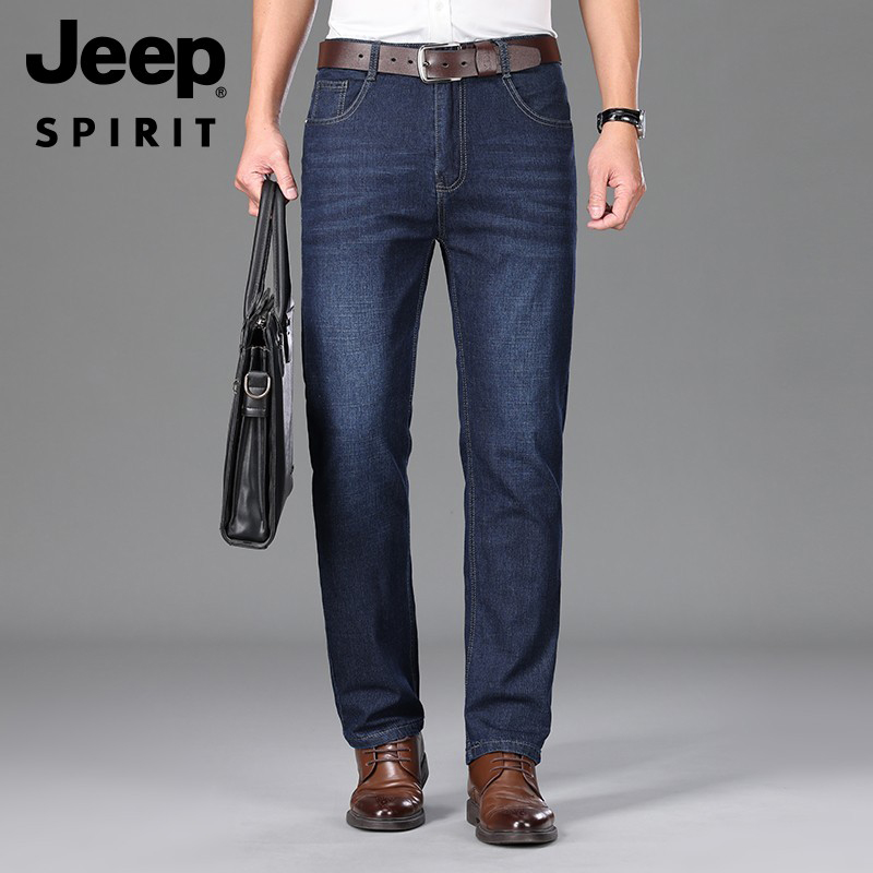 JEEP SPIRIT 1941 ESTD Straight Men's Jeans Loose Stretch Business Pants Casual