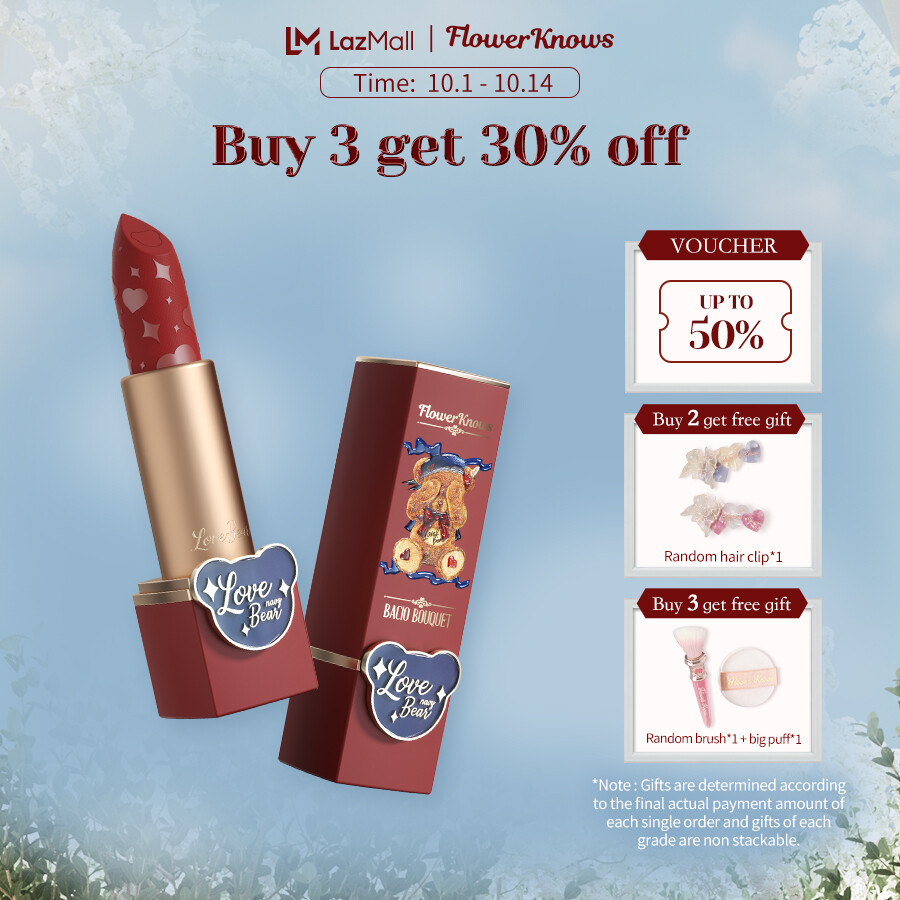 Gambar FlowerKnows Love Bear Satin Matte Long lasting Lipstick Velvet Lip 2 textures Lip Rouge 3.8g