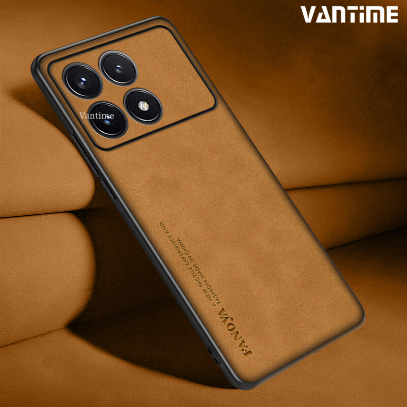 Vantime cho xiaomi poco x6 pro 5g da pu ốp ống kính ốp lưng chống sốc lưng mỏng mờ