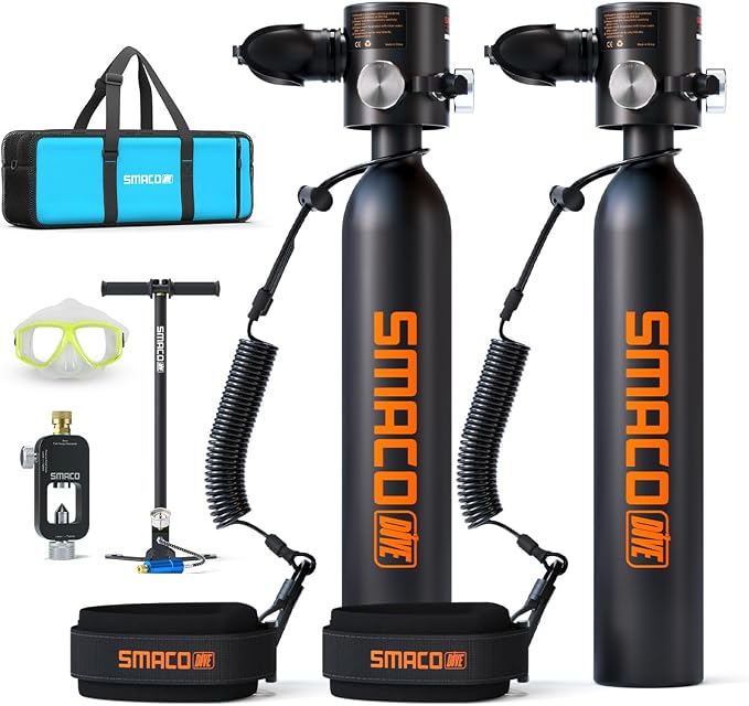 อุปกรณ์กีฬาและฟิตเนส SMACO S300 Plus Mini Scuba Tank ถังดำน้ำแบบใช้ซ้ำได้ 0.5 ลิตร ชุด ราคา 15,050 บาท*ส่งฟรี