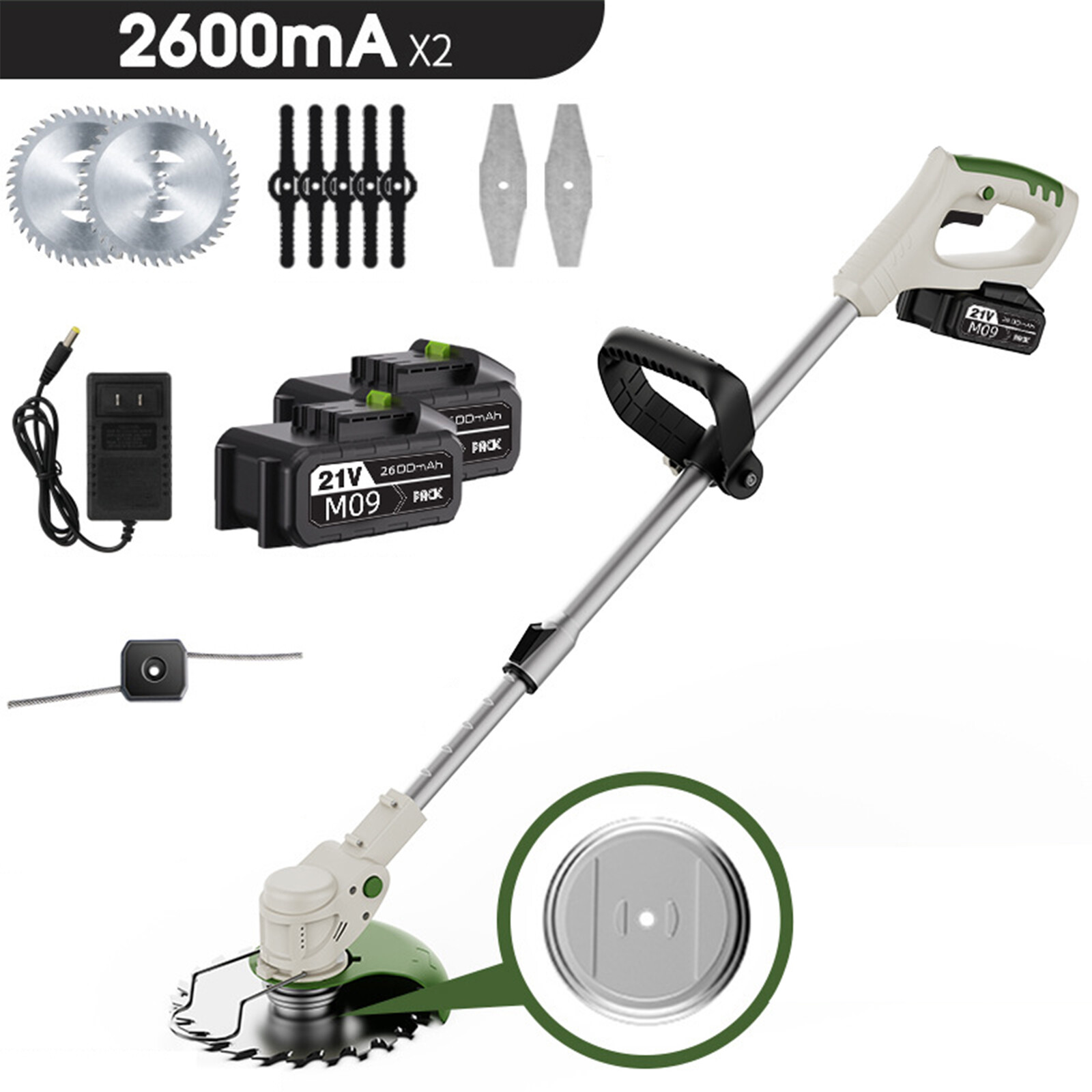 Cordless Electric Lawn Mower Lawn Trimmer Adjustable Length Lawn Mower Home Gardening Tools Suitable for Lawn Gardening Trimming 21V Battery ราคา 1,431 บาท*ส่งฟรี