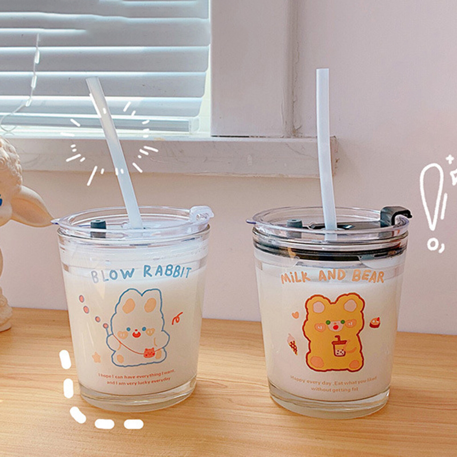 BlueH Cốc Uống Nước Cốc Có Ống Hút Uống Trà Sữa Cà Phê Dung Tích Lớn