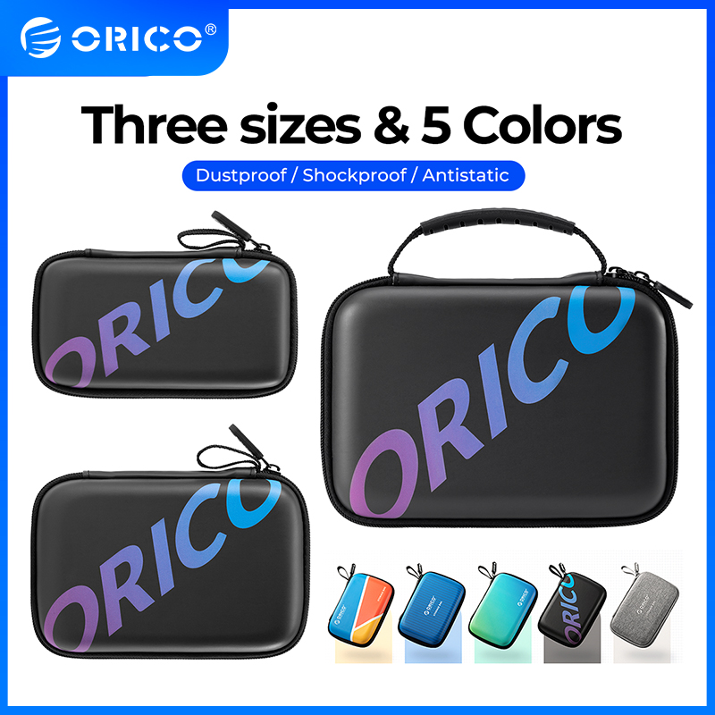 ORICO M2 trường hợp 2.5 ''3.5'' Vỏ đựng ổ cứng bao bảo vệ cho ổ HDD gắn ngoài M.2 trường hợp bộ chuyển đổi tai nghe U đĩa dung tích lớn Túi lưu trữ đầy màu sắc