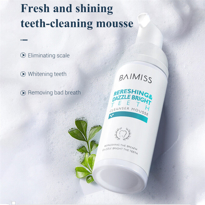 Bánh Mousse Trắng Răng BAIMISS Kem Đánh Răng Làm Sạch Răng Vệ Sinh Răng Miệng Tươi Sáng Loại Bỏ Mảng Bám Vết Bẩn Hôi Miệng Dụng Cụ Nha Khoa