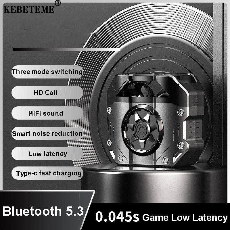 Kebememe TWS Tai nghe không dây Bluetooth 5.3 khử tiếng ồn độ trễ thấp chơi game âm nhạc tai nghe thể thao