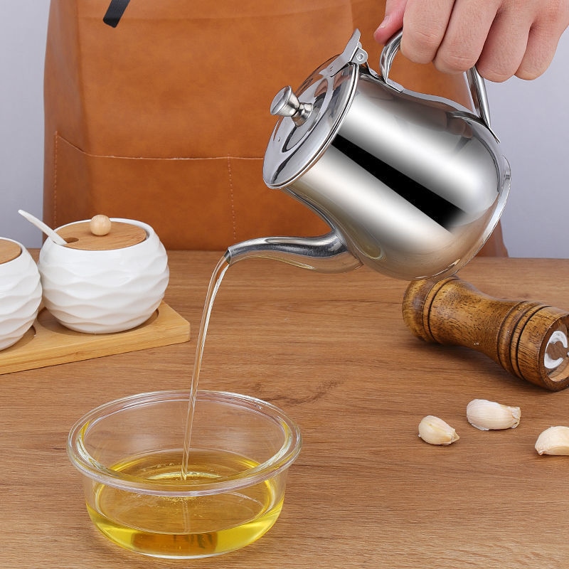 Gambar Filter oil pot stainless steel household leak proof wine pot oz pot pouring oil bottle seasoning bottle can kitchen supplies oil tank