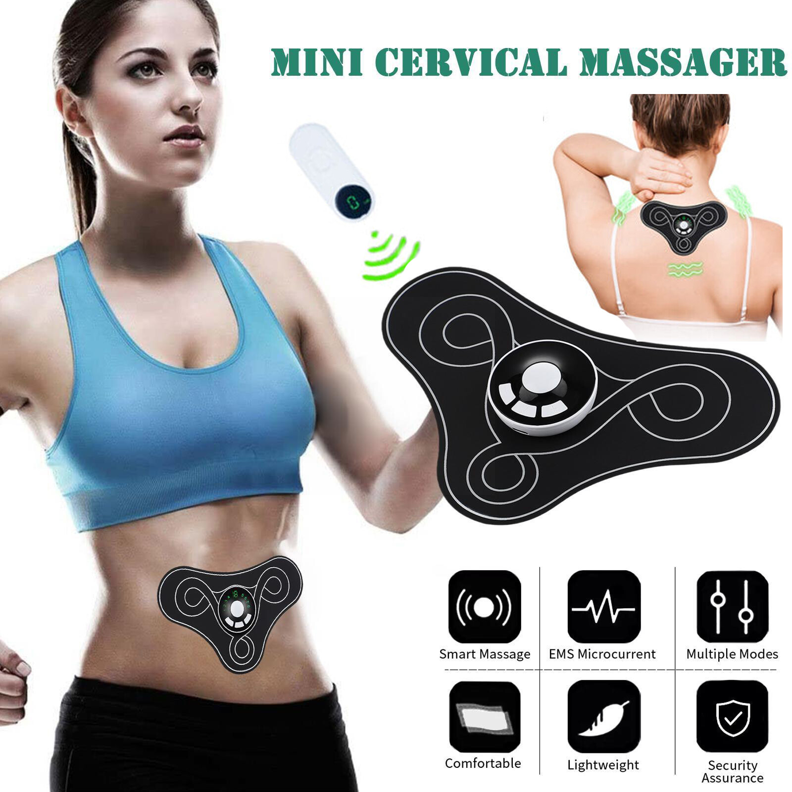 Máy mát xa mini máy mát xa cổ tử cung miếng dán cơ bụng mát xa xung quanh vai cổ eo lưng tay đùi chân sạc usb