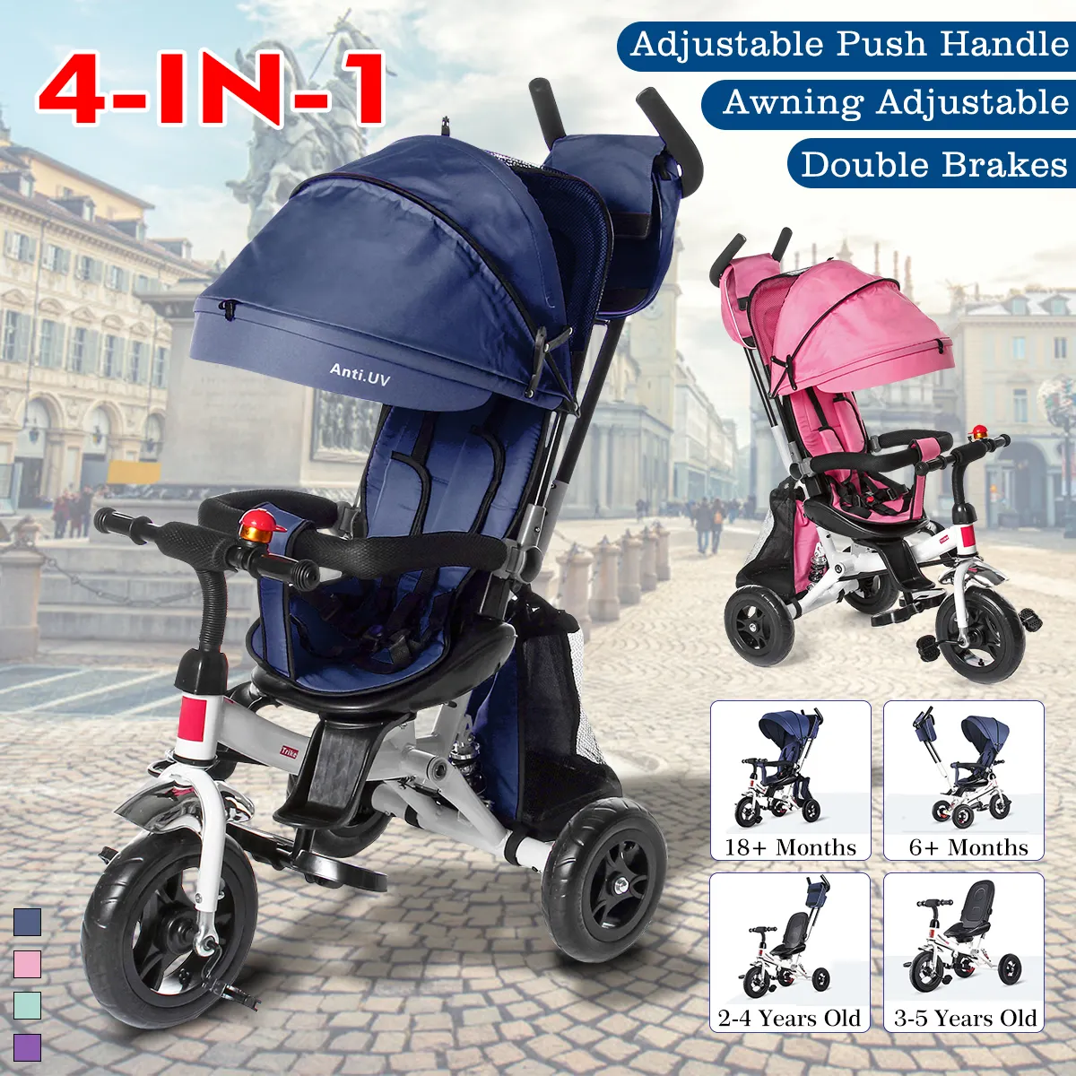 4 in 1 stroller tricycle
